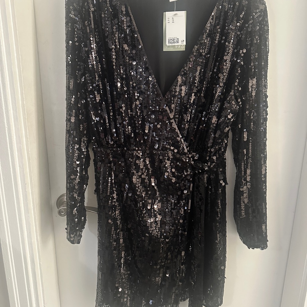 H&M Black Sequin Dress NWT